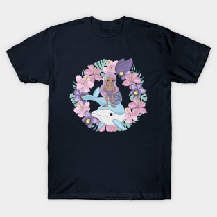 Mermaid dolphin floral ring T-Shirt